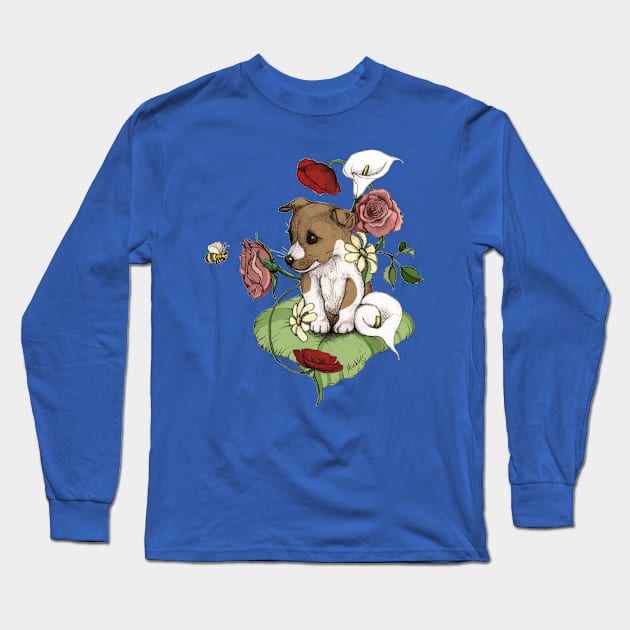 Puppy Bouquet Long Sleeve T-Shirt by micklyn